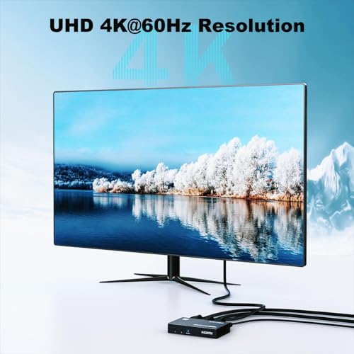 MT-VIKI 1x2 2.0 HDMI Splitter 1 in 2 Out, 4K@60Hz HDMI Duplicator/Distributor HDR Support EDID HDCP 2.2 RGB 4:4:4 18Gbps-Adapter Included (2 Ports) - size: 1x2 4K60