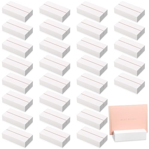 Blosssound 24 Pcs Wood Place Card Holders,3 x 1.6 x 0.8 Inches,White | Table Number Stands Wedding Party Events, Name Display Holders Restaurant Office, Wooden Bulk Pack Exhibition Business Decor - color: White, size: 3 x 1.6 x 0.8 Inches