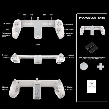 ASRVA Switch 2 Controller Hall Effect Joystick, 9-Axis Gyro, Turbo, Dual Vibration, 4 Game Card Slots, 2 Replaceable D-pad Caps, Ergonomic Open-Top Replacement Wired Joypad for Nintendo Switch 2（White） - color: White