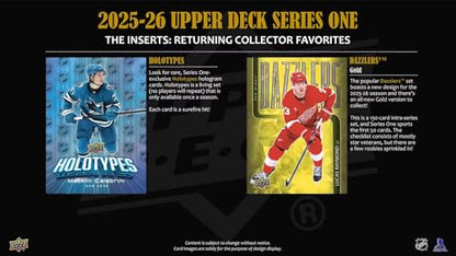 2025/26 Upper Deck Series 1 Hockey Trading Card Tin (Three Young Guns Rookie Cards Per Box)