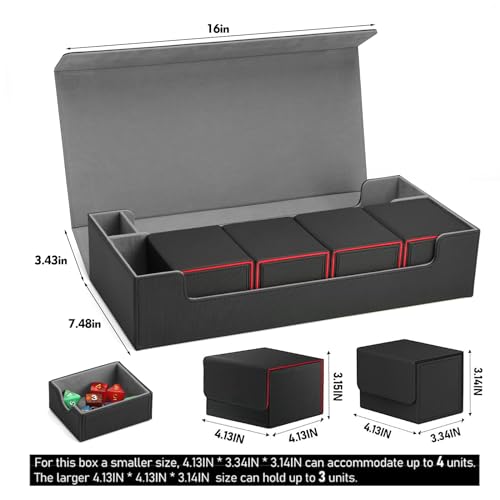 Premium Trading Card Game Storage Box for 800+ Sleeved Playing Card Game Holder & Organizer with Mat Case - color: Black - 800 Cards