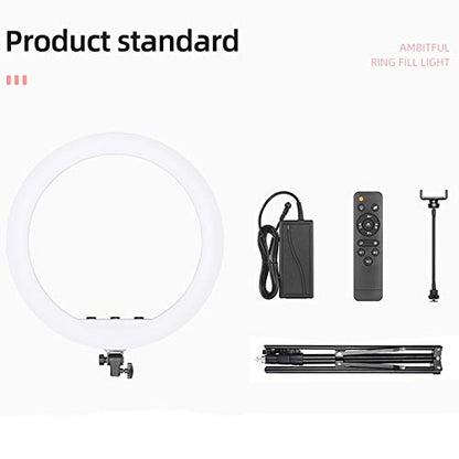 AMBITFUL Ring Light RL-480 18in Ring Light Lamp 60Ws 3000~6000K 480 Beads LED with 180cm Light Stand,Carrying Bag for Live Streaming/SLR Camera/Phone Video Shooting (2PCS) - color: 18 inch