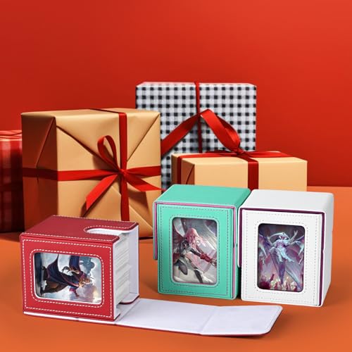UAONO Card Deck Box for MTG Commander, Fits 100 Double-Sleeved Cards | Independent Commander Display, Magnetic Deck Case for Magic the Gathering TCG, 2 Dividers & 1 Top Loader (Turquoise/Pink) - color: A-Turquoise&Pink