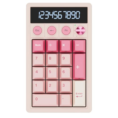 RK ROYAL KLUDGE M20 Wireless Number Pad, Mechanical Numpad with LCD Display, PC Numpad & Calculator Modes, Programmable Numeric Keypad, Bluetooth/2.4G/Wired, RGB Hot-Swappable for Win/Mac - color: Pink