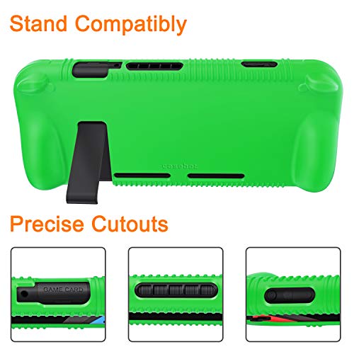 FINTIE Silicone Case Compatible with Nintendo Switch - Soft [Anti-Slip] [Shock Proof] Protective Cover with Ergonomic Grip Design, Drop Protection Grip Case (Green) - color: Green