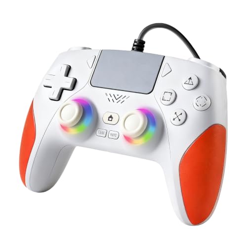 Akalyptra Gming Controller with RGB Light, Wired Controller with Turbo/Macro/Turbo Functions, Dual Vibration, Motion Control(Orange) - color: Orange