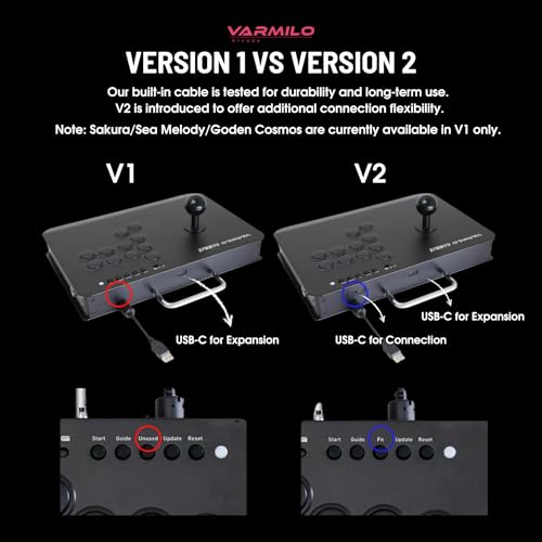 Varmilo Kassai Arcade Fight Stick Rapid Trigger Tournament Grade Controller for Fighting Games Two Versions Standard PC Only or Pro Compatible with PC PS4 PS5 Switch1 Switch2 (Lunar Silver, Standard (PC))