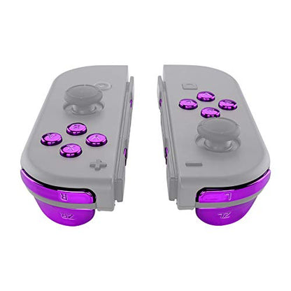 eXtremeRate DIY Full Set Buttons for Nintendo Switch & Switch OLED, Chrome Purple Glossy Replacement Buttons for JoyCon, ABXY Direction Keys SR SL L R ZR ZL + - Home Capture Trigger Buttons Springs - color: Chrome Purple