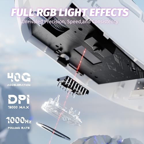 ATTACK SHARK X68 HE 60% Wired RT 8K Keyboard and Wireless R1 Mouse-White | Adjustable Actuation,Hall Effect Mechanical Magnetic Switch,Coiled Cable,USB C/2.4Ghz/BT Ultralight 18K DPI Mice for PC Gamer - color: White, size: Keyboard Mouse