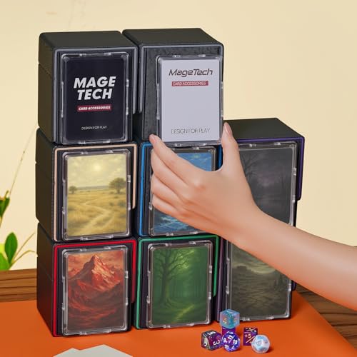 Mage Tech Adventurer [Champion] 60-Card Solution - Avatar Holder + Pocket Dice Box with Life Tracker - Rugged, Expandable - MTG Standard/LOR/PTCG - Black/Grey - color: 2. Artifact (Black/Grey), style: 3. Champion[60-card solution]