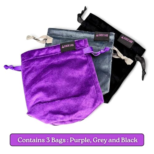 Velvet Drawstring Dice Bag - Set of Three Colors - Dungeons and Dragons Fabric/Standing Cotton Fabric Dice Bags/D&D Dice Pouch/Small Pouch/Velvet Jewelry Bag (Purple, Black, Grey) - color: Purple, Black, Grey