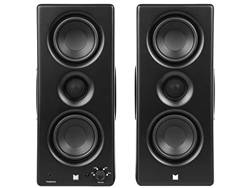Monolith Powered Desktop Speakers - 100-Watt with Optical and USB Inputs, Subwoofer Output, Bluetooth aptX HD, Remote Control Included, for PCs and Laptops, Black, MTM-100