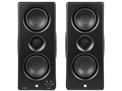 Monolith Powered Desktop Speakers - 100-Watt with Optical and USB Inputs, Subwoofer Output, Bluetooth aptX HD, Remote Control Included, for PCs and Laptops, Black, MTM-100