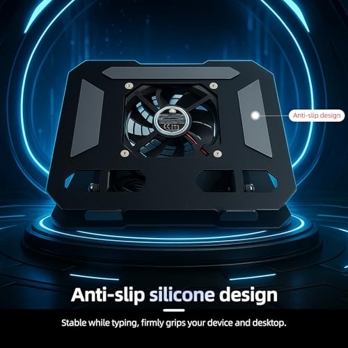 Black Cooling Stand for iPad & Small Laptops up to 13" – Turbo Fan, Adjustable Height & 360° Rotation | NOT for 15.6"–17" or Gaming Laptops | MacBook Air, Surface Pro, iPad Pro