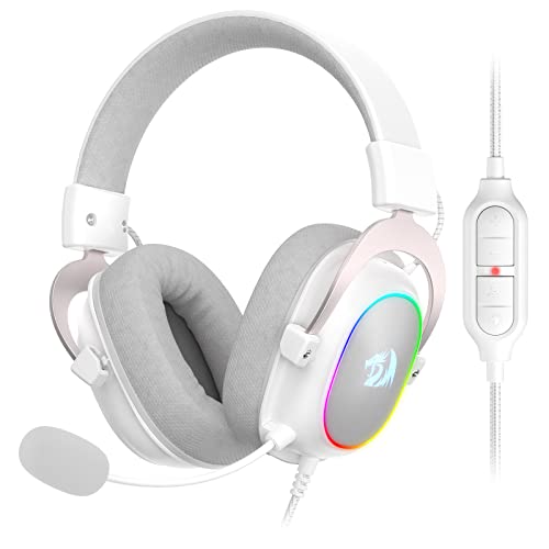 Redragon H510 Zeus-X RGB White Wired Gaming Headset - 7.1 Surround Sound - 53MM Audio Drivers in Memory Foam Ear Pads w/Reliable Fabric Cover- Multi Platforms Headphone - USB Powered for PC/PS4/NS - color: White H510 RGB