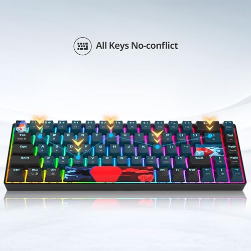 65% Mechanical Keyboard Wired Linear Red Switch RGB Backlight | 65 Percent 68-keys Compact Layout Gaming Keyboard TKL Ultra-Compact Mini RGB Backlit - color: 68 Monster/Red Switch