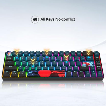 65% Mechanical Keyboard Wired Linear Red Switch RGB Backlight | 65 Percent 68-keys Compact Layout Gaming Keyboard TKL Ultra-Compact Mini RGB Backlit - color: 68 Monster/Red Switch