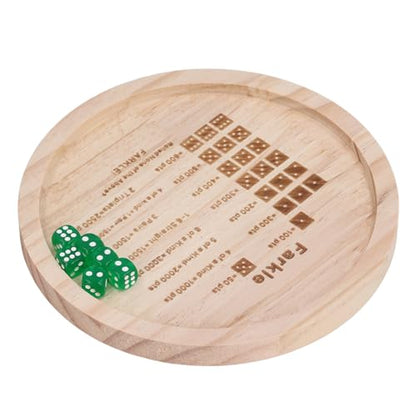 Farkle Dice Tray, Premium Wooden Dice Tray for Classic Family Game Night, Improve Math Skills with 6 & Storage Bag (Round 18cm) - color: Round 18cm