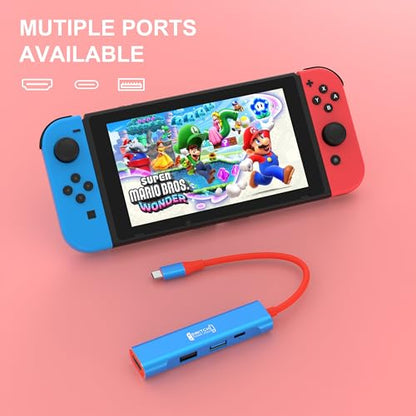 RREAKA 닌텐도 스위치 2 / 스위치/스위치 OLED용 TV 도크, 4K@60Hz HDMI, PD 100W 충전, USB 3.0 휴대용 여행용 도크 교체 - color: 레드 & 블루