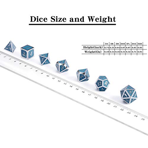 DnDnD Glowing DND Metal Dice Set,Luminous Blue Metal Dice for Role Playing Game Dungeons and Dragons RPGs and Other Table Games - color: Blue Glow in the Dark