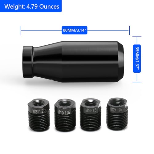 Black 6 Speed Weighted Manual Automatic Gear Shifter Shift Knobs Lever with 4 Metal Adapters Fit Compatible with Manual Cars Most Automatic Cars - color: AAL-H-04-02