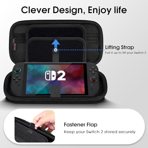 FINTIE Carrying Case for Nintendo Switch 2 (2025), Shockproof Hard Shell Switch 2 Case, Protective Cover Travel Bag with 19 Game Card & 2 Micro SD Card Slots & Inner Pocket, Dont Touch - color: dont touch