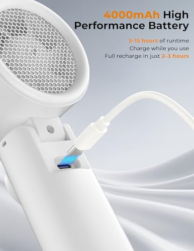 Portable Handheld Turbo Fan with Ice Cooling, 100 Levels Stepless Speed, 15H Long Battery Life, 10500RPM Turbo Fan Rechargeable Personal Mini Fan for Travel, Outdoor, Makeup - color: White