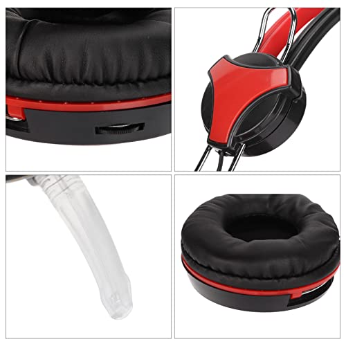 Noise Cancelling Gaming Headphones Clear Sound and Microphone for Computer Players (Red) - color: Red