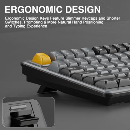 SOLAKAKA SK90 75% Wireless Gaming Keyboard - 4000mAh Tri-Mode (BT5.0/2.4G/USB-C) Cute Creamy Gaming Keyboard with Number Pad, Media Knob, RGB Backlit, Quiet Keys Silent Office Keyboards for PC MAC - color: Gray Black, size: SK90 - Wireless