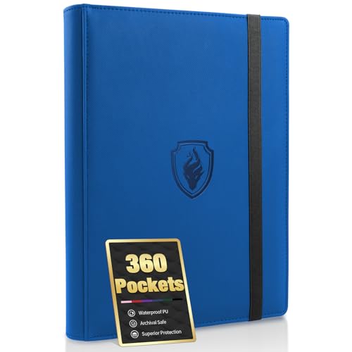 Premium 9 Pocket Card Binder for 360 Cards, Fabmaker PU Cover Trading Card Binder, Sturdy Card Collection Album, Sleek Card Holder Folders for Game Cards & Sports Cards, Royal Blue - color: Royal Blue, size: 360 Pocket