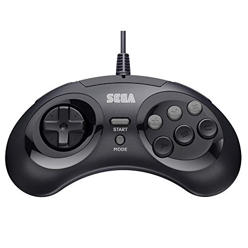 Retro-Bit Official Sega Genesis USB Controller 8-Button Arcade Pad for Sega Genesis Mini, Switch/Switch 2, PC, Mac, Steam, RetroPie, Raspberry Pi - USB Port (Black) - color: Black