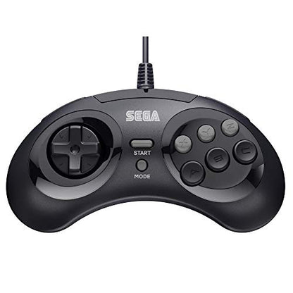 Retro-Bit Official Sega Genesis USB Controller 8-Button Arcade Pad for Sega Genesis Mini, Switch/Switch 2, PC, Mac, Steam, RetroPie, Raspberry Pi - USB Port (Black) - color: Black