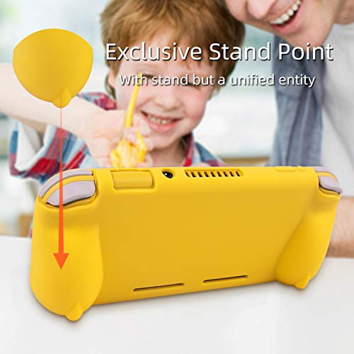 Silicone Protective Case for Nintendo Switch Lite, Soft Grip Case Cover with Comfort Ergonomic Handles for Nintendo Switch Lite 2019 [Self Stand][4 Thumb Stick Caps] (Yellow) - color: 실리콘-옐로우