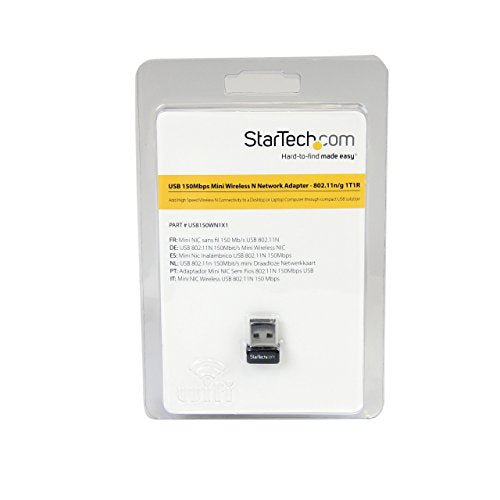 StarTech USB 150Mbps Mini Wireless N Network Adapter (USB150WN1X1) | 802.11n/g 1T1R Wi-Fi Adapter (USB150WN1x 1) - size: 150 Mbps N, style: USB 2.0