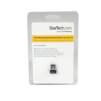 StarTech USB 150Mbps Mini Wireless N Network Adapter (USB150WN1X1) | 802.11n/g 1T1R Wi-Fi Adapter (USB150WN1x 1) - size: 150 Mbps N, style: USB 2.0