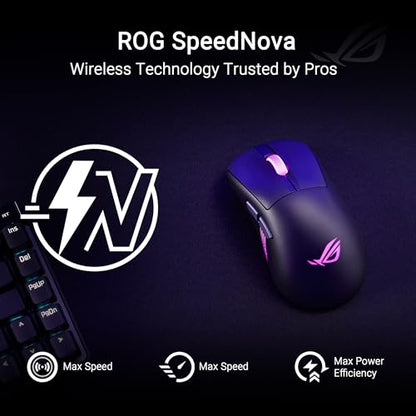 ASUS ROG Keris II Origin Wireless Gaming Mouse – Right-Handed Ergonomic, 65g, Tri-Mode Connectivity, 42K DPI, up to 127Hr Battery, Web-Based Configuration, PC/Mac Support - Black - color: Black, style: Keris II Origin