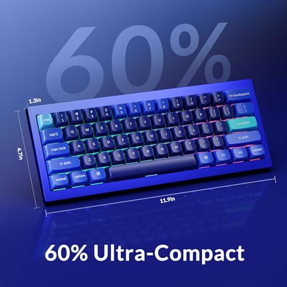 Keychron Q4 Wired Custom Mechanical Keyboard, QMK/VIA Programmable Macro, Full Aluminum, Hot-Swappable Gateron G Pro Red Switch, 60% Layout Double Gasket Compatible with Mac and Windows - Blue - color: Blue (Gateron G Pro Red Switch)