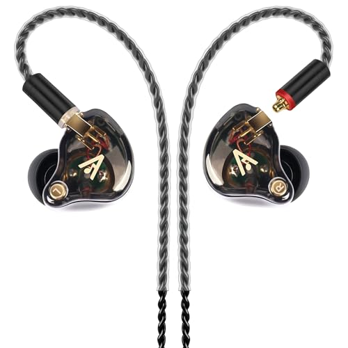 Vibes 202 Wired Earbuds - HiFi in Ear Monitor Headphones – Professional Noise Isolating Ear Buds - Clear Sound, Deep Bass & Comfort-Fit IEM Earphones - MMCX to 3.5mm, Silver Plated Cord, Carrying Case - color: 1-Black, style: 1) 3.5mm