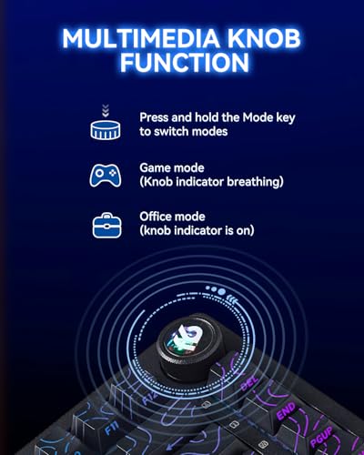 LEOBOG x Aula HI75C Pro Mechanical Gaming Aluminum Keyboard with Knob | Tri-Modes Bluetooth/USB-C/Wireless,Programmable Hot Swappable 80 PBT Keycaps,RGB Backlit,Pre-lubed Turquoise Switches - color: Black