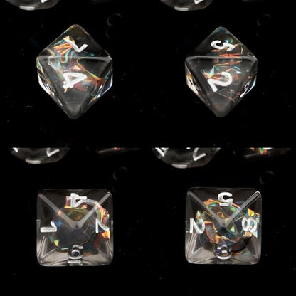 Haxtec DND Dice Set, 7 Pcs Iridescent Resin Polyhedral RPG Dice | Role Playing Games Dice with Velvet Pouch, Compatible with Dungeons and Dragons, Gifts for DM Masters, Black Silver - color: Black Gold Silver