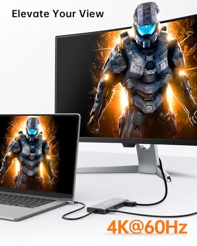 NOVOO USB C Docking Station, 12 in 1 Docking Station Dual Monitor with 2 HDMI, VGA, 5 USB Ports, 100W PD, USB-C Data, SD/TF Card Reader, Compatible with MacBook/Dell/HP/Surface - style: 12-in-1
