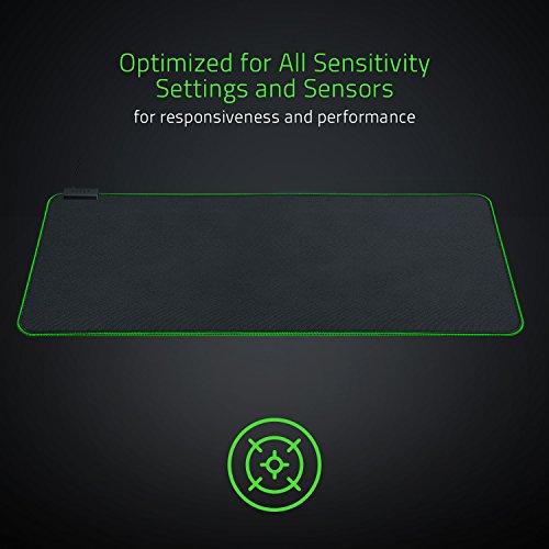Razer Goliathus Extended Chroma Gaming Mousepad: Customizable Chroma RGB Lighting - Soft, Cloth Material - Balanced Control & Speed - Non-Slip Rubber Base - Classic Black - size: 11.6L x 36.3W inches