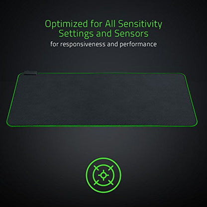 Razer Goliathus Extended Chroma Gaming Mousepad: Customizable Chroma RGB Lighting - Soft, Cloth Material - Balanced Control & Speed - Non-Slip Rubber Base - Classic Black - size: 11.6L x 36.3W inches