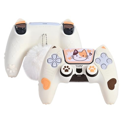 GeekShare PS5 Controller Skin Set Soft Silicone Protective Cover Case for PS5 Wireless Controller with 2 Thumb Grip Caps and 2 Stickers
