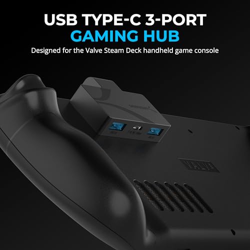 SABRENT USB-C 3-Port Gaming Hub for Steam Deck, PD (HB-STDK) | 5Gbps USB 3.2; dual USB-A ports; PD charging; compact; for Steam Deck & handhelds