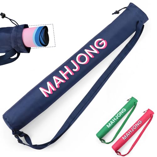 35 Inch Long Mahjong Mat Bag Waterproof Mahjong Mat Storage Carrying Bag Double Strapped Polyester Drawstring Lightweight Holder for Board Games Storage-mat Not Included(Navy Blue) - color: Navy Blue