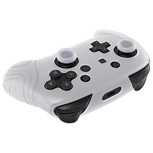 playvital Samurai Edition Ergonomic Silicone Skin Protective Case for Nintendo Switch Pro, Soft Anti-Slip Controller Grip Protector for Nintendo Switch Pro with Thumb Grips - Clear White - color: Clear White
