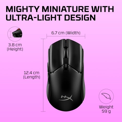 HyperX Pulsefire Haste 2 Mini – Wireless Gaming Mouse for PC Compact Lightweight Bluetooth 2.4GHz Black - color: Black, size: Wireless, style: Pulsefire Haste 2 Mini
