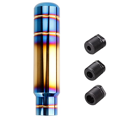 BARTOO Aluminum Alloy Heavy Weighted Shifter Knob, 5" Auto Gear Shift Knob, Car Gear Lever Stick Shifter Handle,with 3 Threaded Adapters M8 M10 M12,Fit Most Automatic Manual Vehicle(Gold Plated) - color: Gold plated