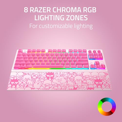 Razer Ornata V3 TKL Gaming Keyboard, Hello Kitty & Friends Edition | Low-Profile Keys, Mecha-Membrane Switches, UV-Coated Keycaps, Backlit Media Keys, 8-Zone RGB Lighting, Magnetic Wrist Wrest - color: Hello Kitty & Friends Edition, size: V3 TKL